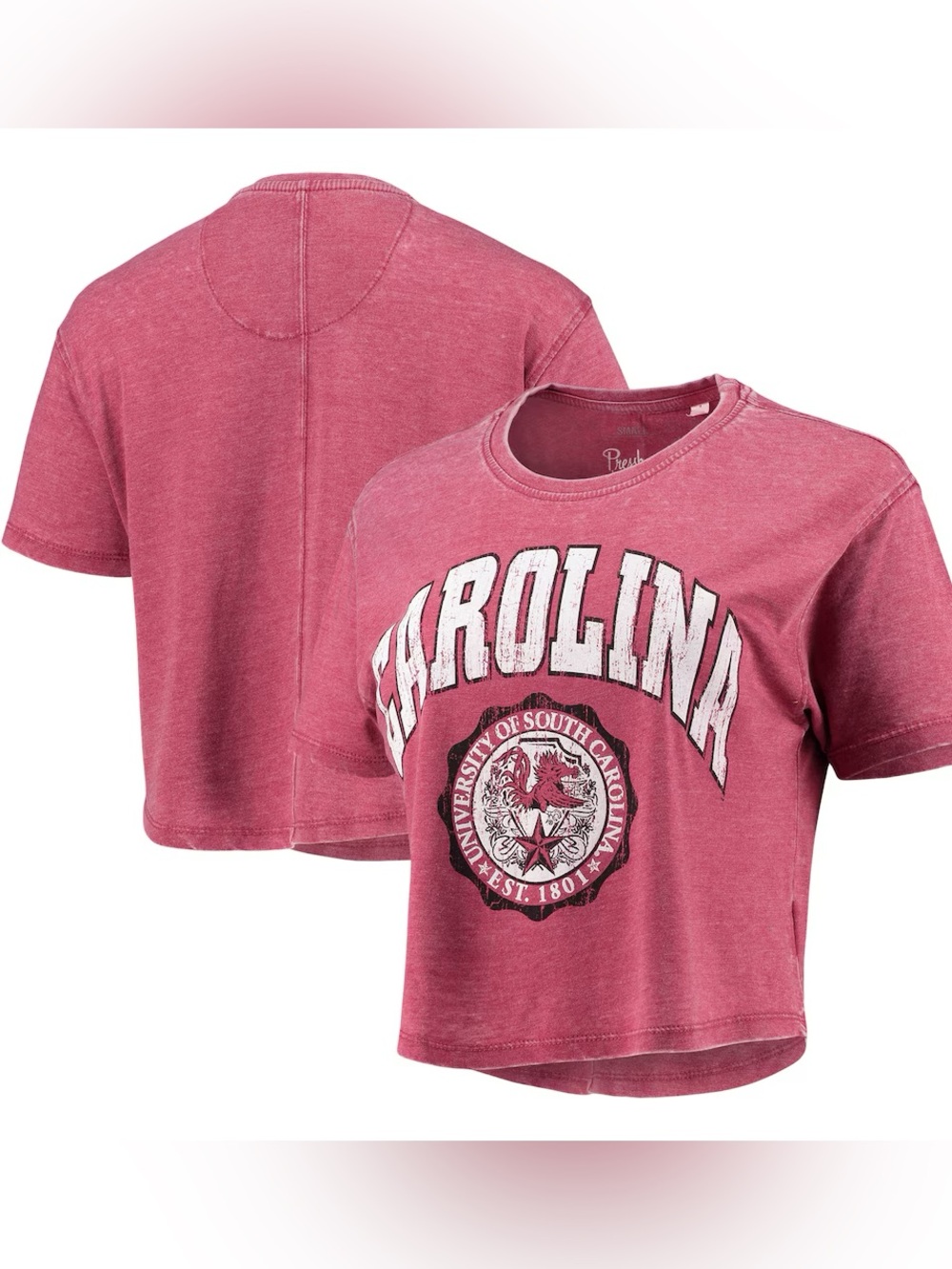 South Carolina Gamecocks Pressbox Maroon Garnet Crop T-Shirt / BRAND NEW W/ TAGS
